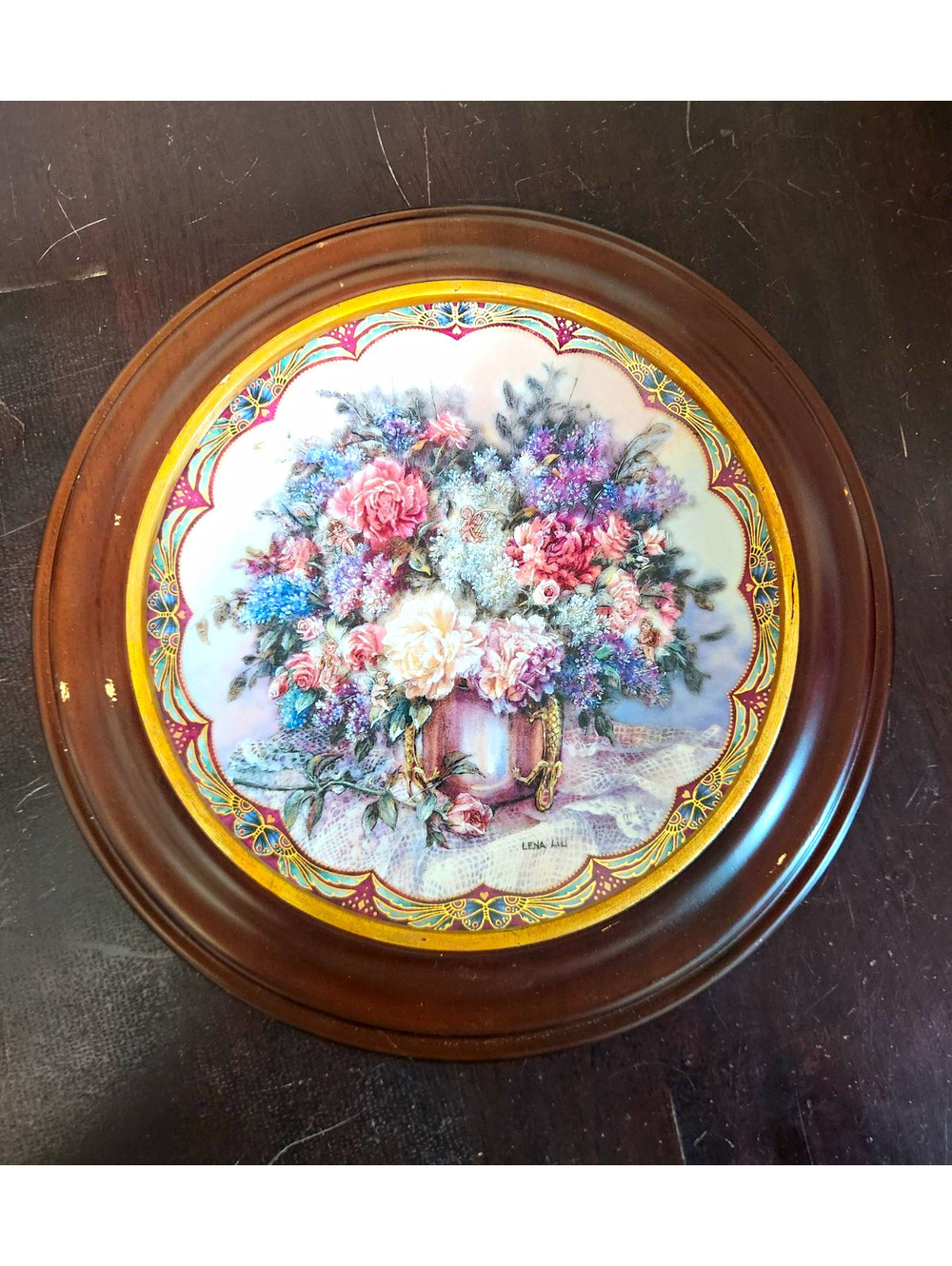 Lena Liu Magic Makers Porcelain Plate 22K Gold 1993 W/ Frame